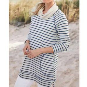 SOFT SURROUNDINGS Taylor Cowl Neck Striped Tunic Oversized Sweatshirt Small
